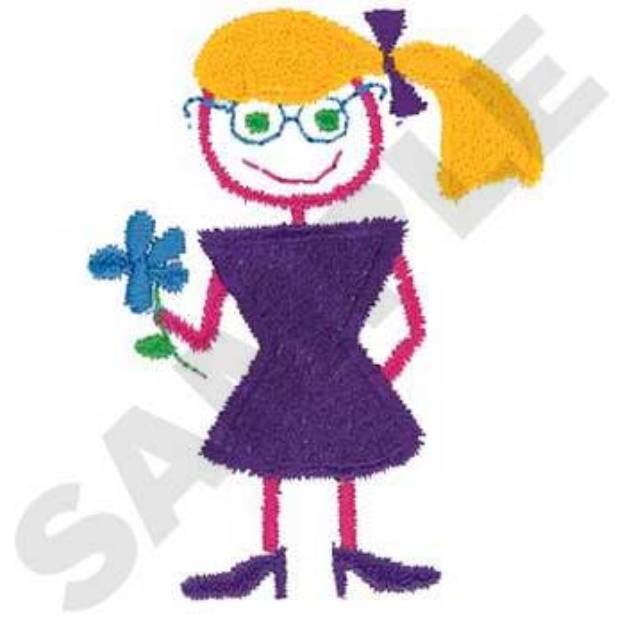 Picture of Girl With Glasses Machine Embroidery Design