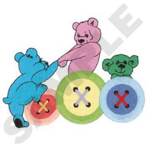 Picture of Bear Button Applique Machine Embroidery Design