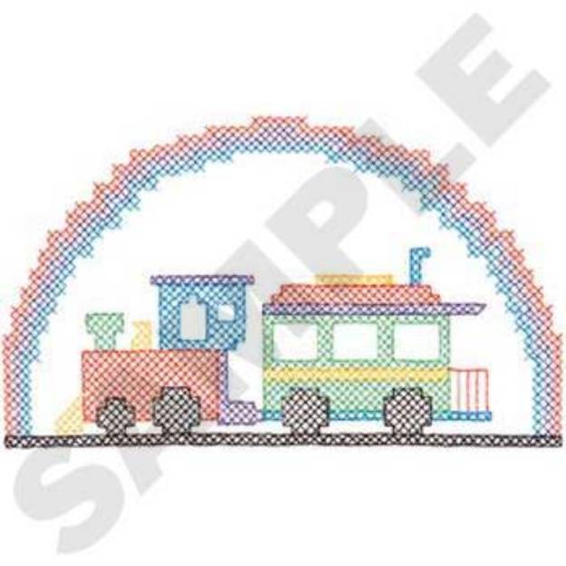 Picture of Train And Caboose Machine Embroidery Design