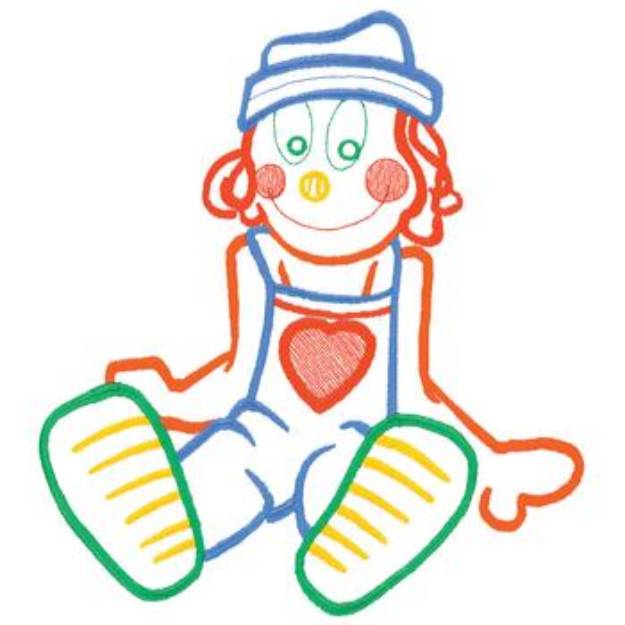 Picture of Rag Doll Outline Machine Embroidery Design