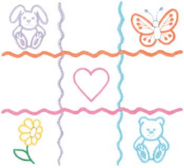 Picture of Animal Tic Tac Toe Machine Embroidery Design
