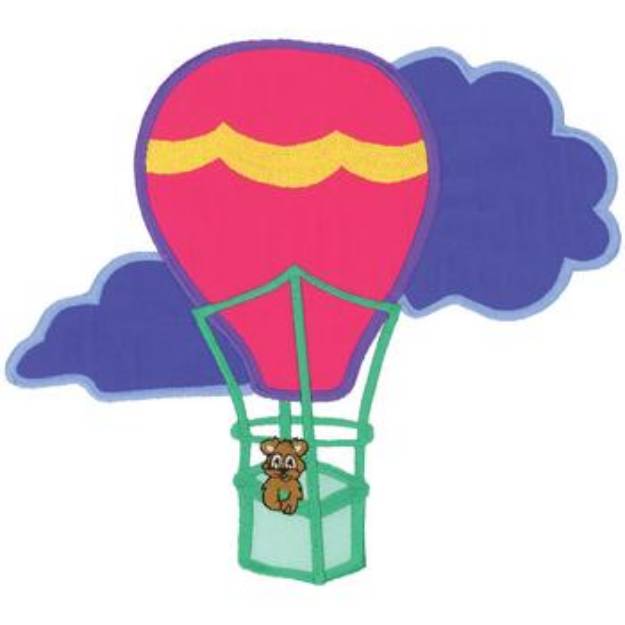 Picture of Bear In Balloon Machine Embroidery Design