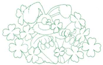 Bunny In Clover Outline Machine Embroidery Design