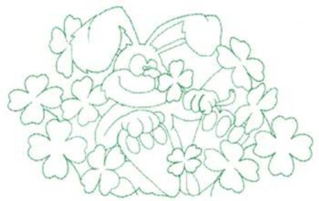 Picture of Bunny In Clover Outline Machine Embroidery Design