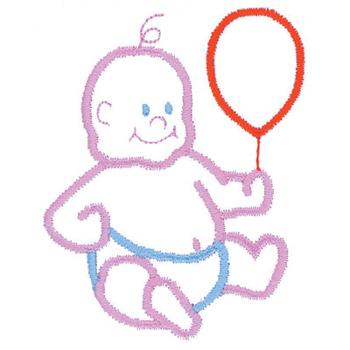 Baby With Balloon Machine Embroidery Design