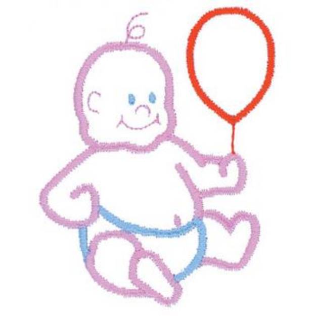 Picture of Baby With Balloon Machine Embroidery Design