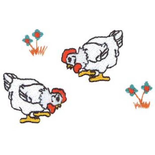 Picture of Two Chickens Machine Embroidery Design