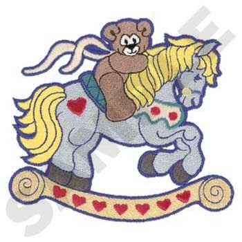 Bear On Rocking Horse Machine Embroidery Design
