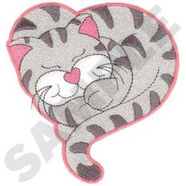 Picture of Kitty Heart Machine Embroidery Design