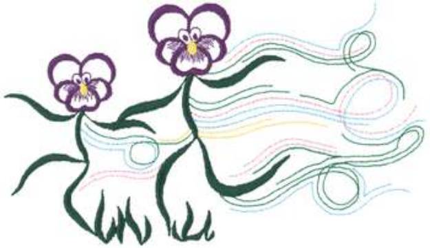 Picture of Dancing Pansies Machine Embroidery Design