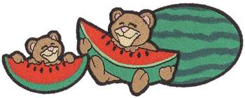 Bears With Watermelon Machine Embroidery Design