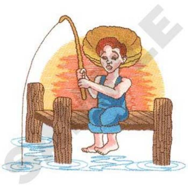 Picture of Boy Fishing Machine Embroidery Design