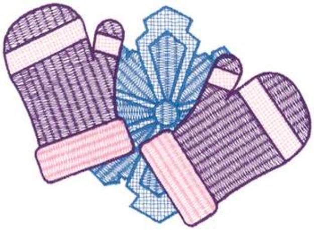 Picture of Mittens And Snowflake Machine Embroidery Design