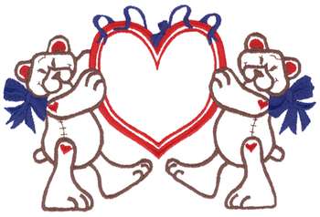 Bears And Heart Machine Embroidery Design
