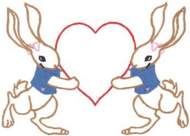 Picture of Bunnies And Heart Machine Embroidery Design