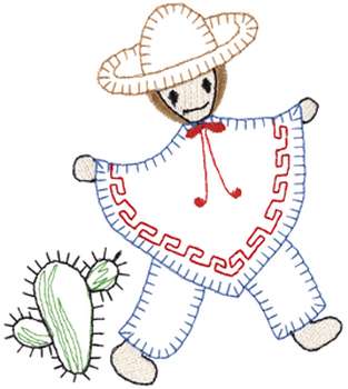 Mexican Boy Outline Machine Embroidery Design