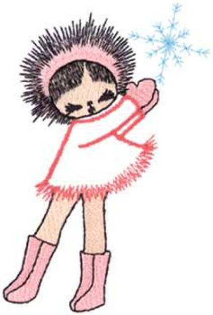 Picture of Girl With Snowflake Machine Embroidery Design