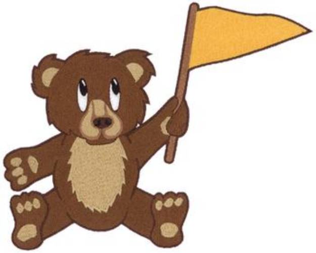 Picture of Bear And Flag Machine Embroidery Design