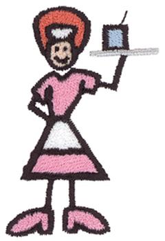 Stick Person Waitress Machine Embroidery Design