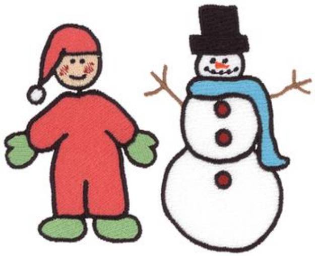 Picture of Boy And Snowman Machine Embroidery Design