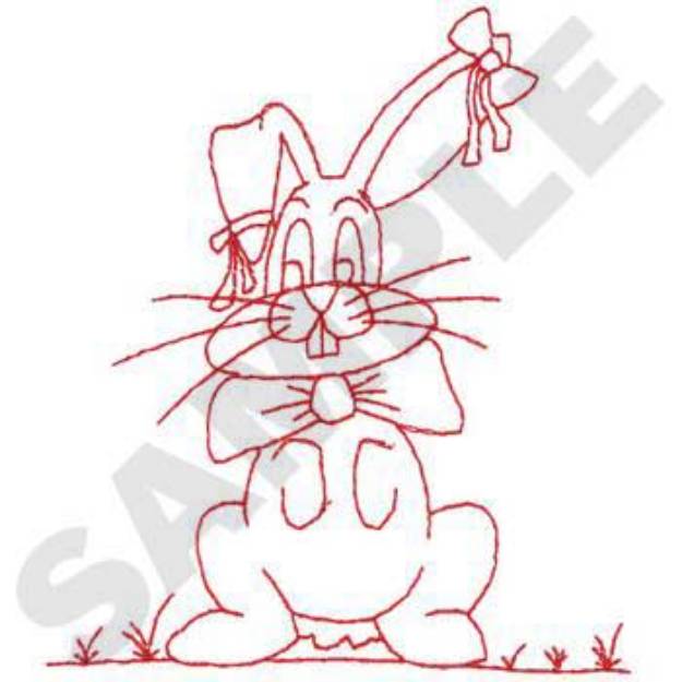 Picture of Redwork Easter Bunny Machine Embroidery Design