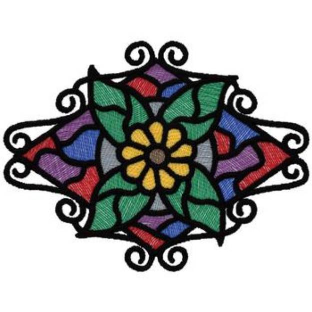 Picture of Stain Glass Floral Machine Embroidery Design