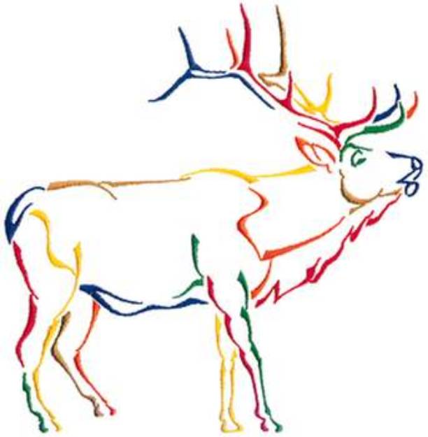 Machine Embroidery Design Elk Profile