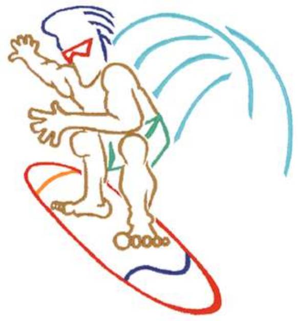 Picture of Surfer Outline Machine Embroidery Design