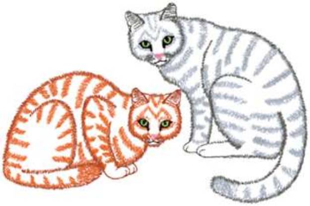 Picture of Tabby Cats Machine Embroidery Design