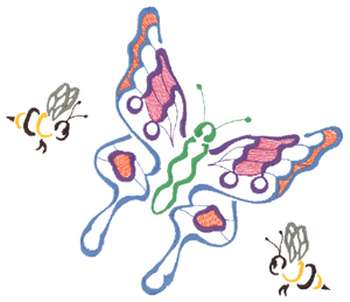 Butterfly And Bees Machine Embroidery Design