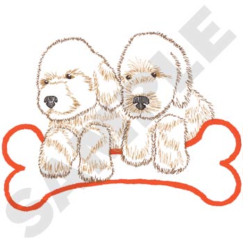 Puppies With Bone Machine Embroidery Design