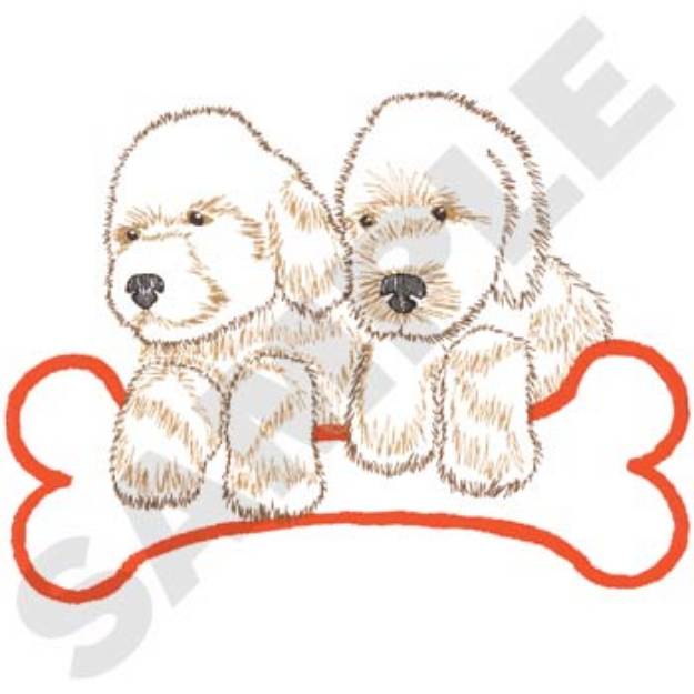 Picture of Puppies With Bone Machine Embroidery Design