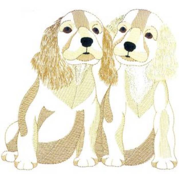 Picture of Puppies Outline Machine Embroidery Design