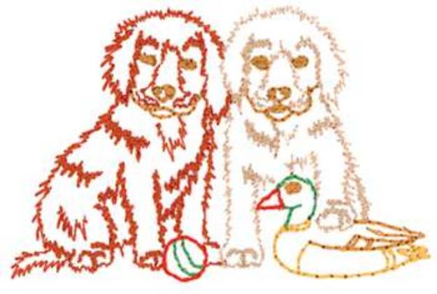 Picture of Puppies With Toys Machine Embroidery Design