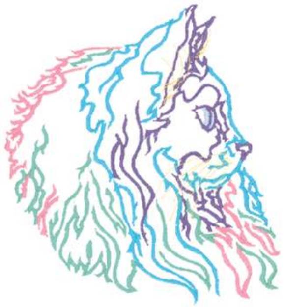 Picture of Long Haired Cat Outline Machine Embroidery Design
