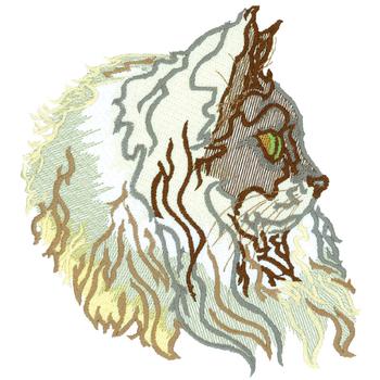 Long Haired Cat Face Machine Embroidery Design
