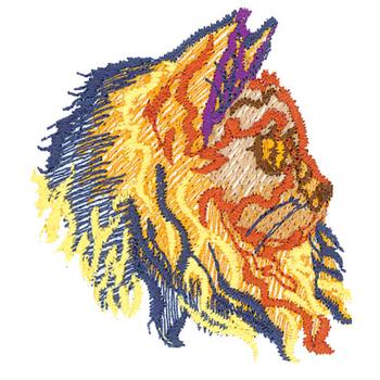 Long Haired Cat Face Machine Embroidery Design