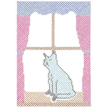 Cat Cross Stitch Machine Embroidery Design