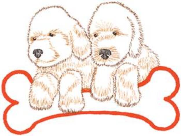 Picture of Large Puppies With Bone Machine Embroidery Design