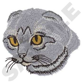 Scottish Fold Cat Head Machine Embroidery Design