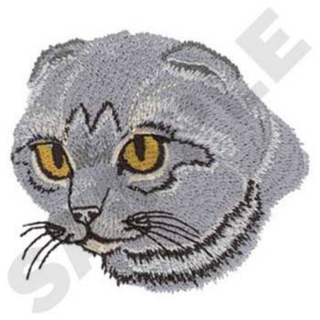 Picture of Scottish Fold Cat Head Machine Embroidery Design