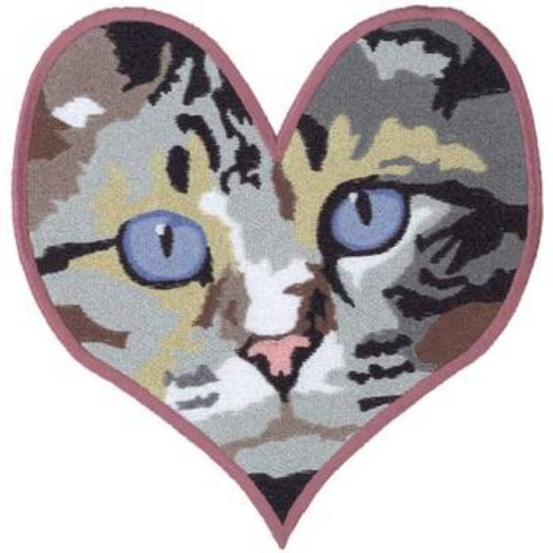 Picture of Cat With Heart Machine Embroidery Design