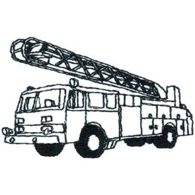Picture of Fire Truck Outline Machine Embroidery Design