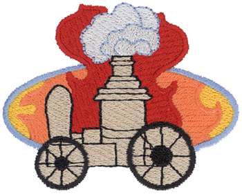 Antique Fire Steamer Machine Embroidery Design