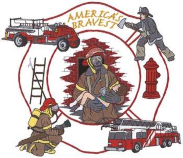 Picture of Americas Bravest Machine Embroidery Design