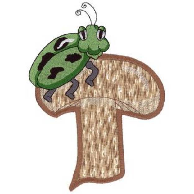 Picture of Mushroom Beetle Applique Machine Embroidery Design