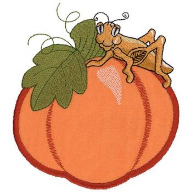 Picture of Pumpkin Grasshopper Applique Machine Embroidery Design