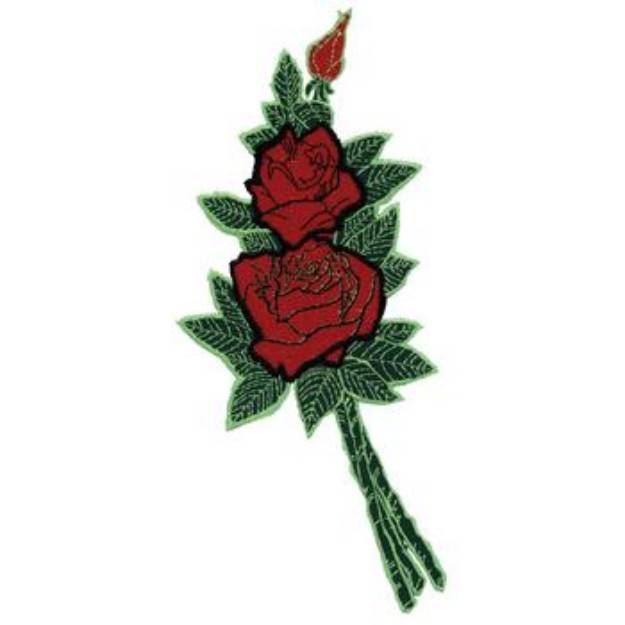 Picture of Red Roses 12 inch Machine Embroidery Design
