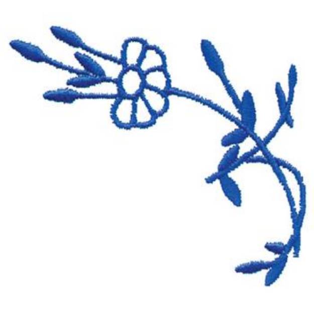 Picture of Blue Flower Outline Machine Embroidery Design