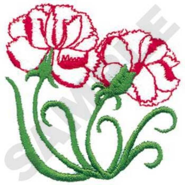 Picture of Carnation Outline Machine Embroidery Design